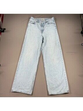 Levis Premium Womens 28 High Loose Light Wash Jeans Wide Leg Hemp